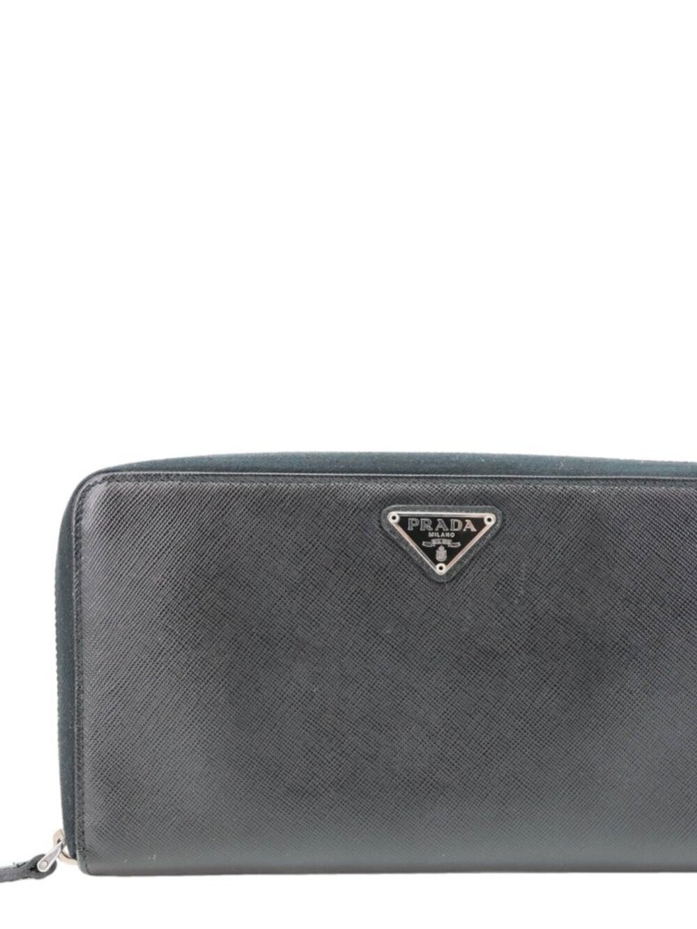 Prada  Zip Around Saffiano Leather Wallet Black